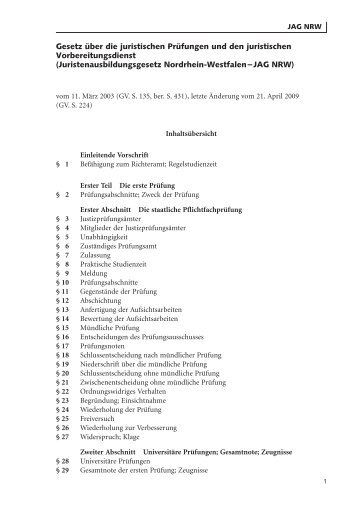 juristenausbildungsgesetz nrw